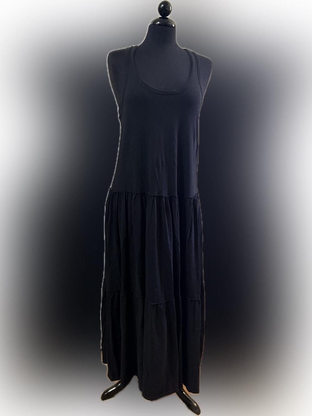 Black Sleeveless Tiered Flowy Maxi Dress